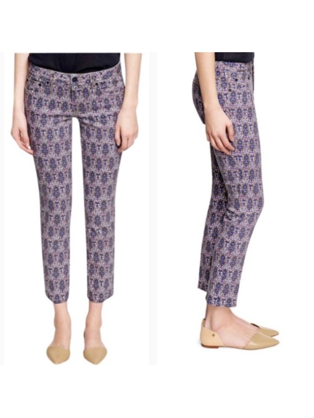Tory Burch Alexa Cropped Printed Skinny Jean
